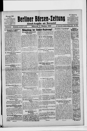 Berliner Börsen-Zeitung vom 01.10.1919