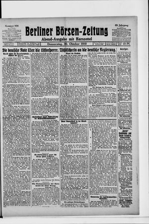 Berliner Börsen-Zeitung vom 30.10.1919