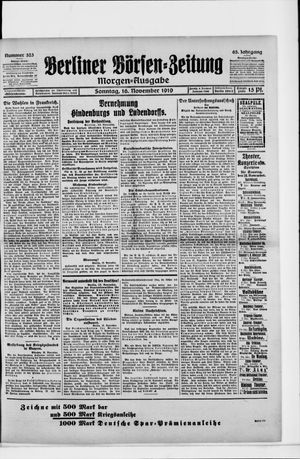 Berliner Börsen-Zeitung vom 16.11.1919