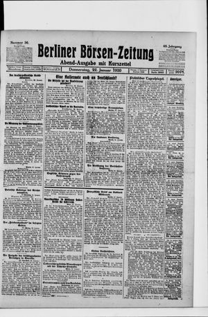 Berliner Börsen-Zeitung vom 22.01.1920
