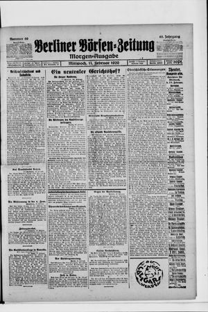 Berliner Börsen-Zeitung vom 11.02.1920