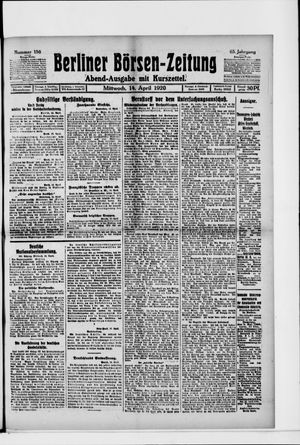 Berliner Börsen-Zeitung on Apr 14, 1920