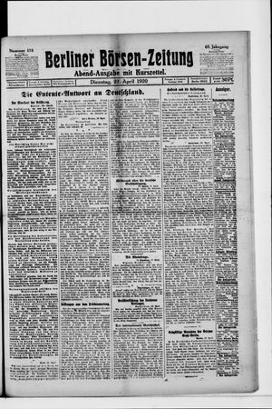 Berliner Börsen-Zeitung on Apr 27, 1920