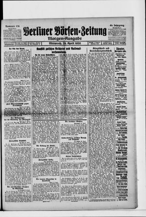 Berliner Börsen-Zeitung vom 28.04.1920