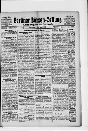 Berliner Börsen-Zeitung vom 29.06.1920