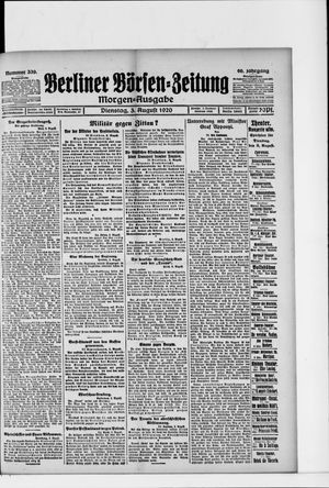 Berliner Börsen-Zeitung vom 03.08.1920