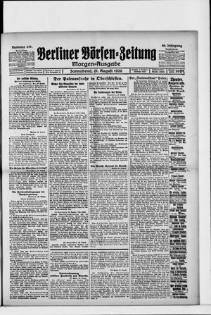 Berliner Börsen-Zeitung vom 21.08.1920