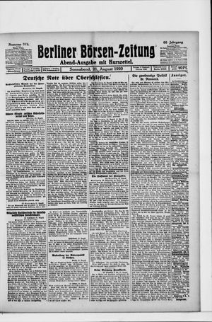 Berliner Börsen-Zeitung vom 21.08.1920