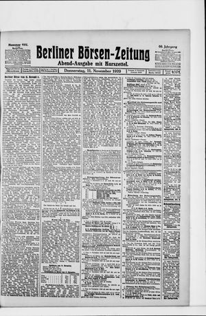 Berliner Börsen-Zeitung vom 11.11.1920