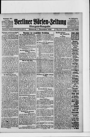 Berliner Börsen-Zeitung vom 01.12.1920