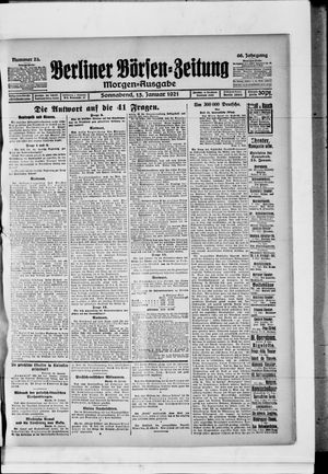 Berliner Börsen-Zeitung vom 15.01.1921