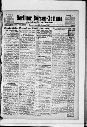 Berliner Börsen-Zeitung on Jan 27, 1921