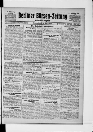 Berliner Börsen-Zeitung vom 09.07.1921