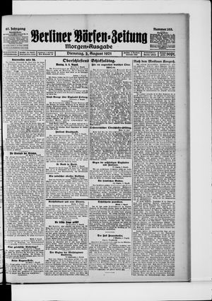 Berliner Börsen-Zeitung vom 02.08.1921