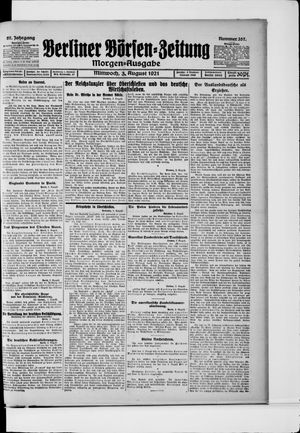 Berliner Börsen-Zeitung vom 03.08.1921
