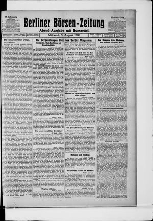 Berliner Börsen-Zeitung vom 03.08.1921