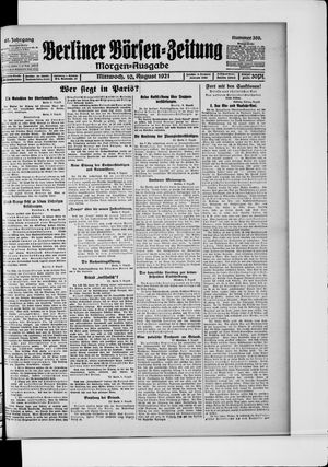 Berliner Börsen-Zeitung vom 10.08.1921
