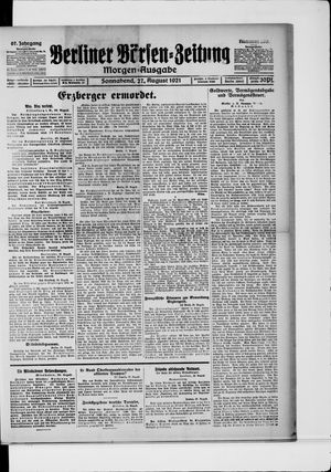 Berliner Börsen-Zeitung vom 27.08.1921