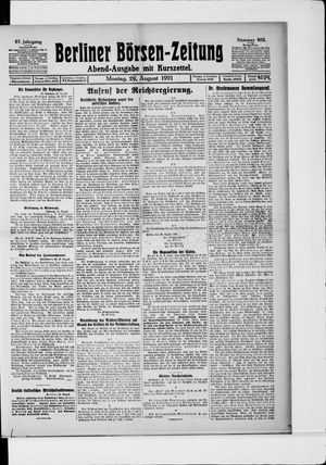 Berliner Börsen-Zeitung vom 29.08.1921