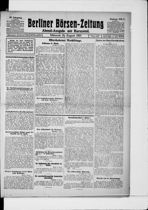 Berliner Börsen-Zeitung vom 31.08.1921