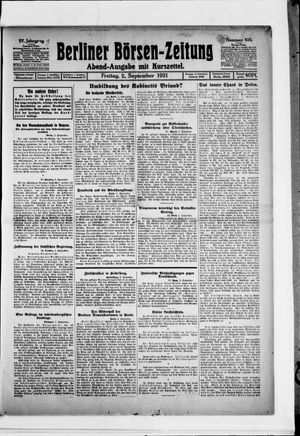 Berliner Börsen-Zeitung vom 02.09.1921