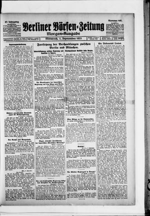 Berliner Börsen-Zeitung vom 07.09.1921