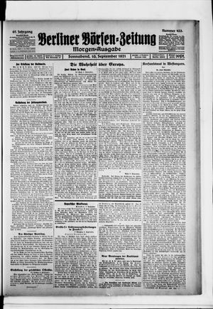 Berliner Börsen-Zeitung vom 10.09.1921