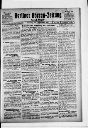 Berliner Börsen-Zeitung vom 20.09.1921