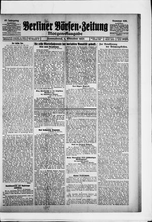 Berliner Börsen-Zeitung vom 01.10.1921
