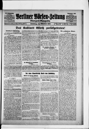 Berliner Börsen-Zeitung vom 23.10.1921