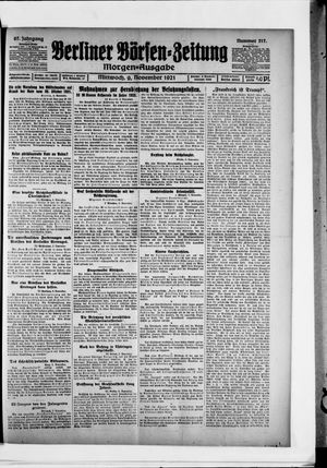 Berliner Börsen-Zeitung vom 09.11.1921