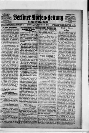 Berliner Börsen-Zeitung vom 27.11.1921