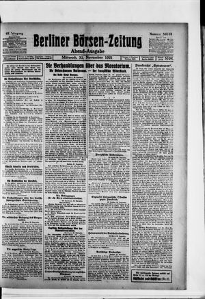 Berliner Börsen-Zeitung vom 30.11.1921
