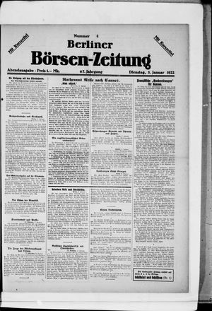 Berliner Börsen-Zeitung vom 03.01.1922