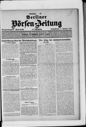 Berliner Börsen-Zeitung vom 07.01.1922