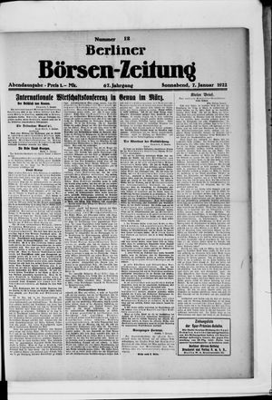 Berliner Börsen-Zeitung vom 07.01.1922
