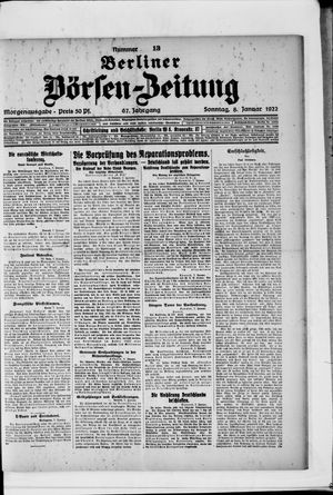 Berliner Börsen-Zeitung vom 08.01.1922