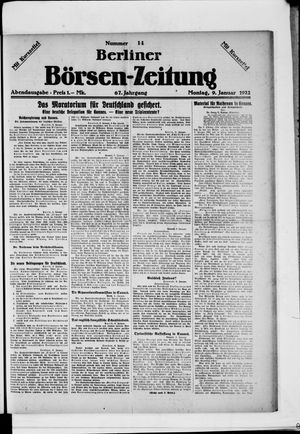 Berliner Börsen-Zeitung vom 09.01.1922