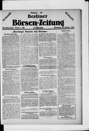 Berliner Börsen-Zeitung vom 10.01.1922