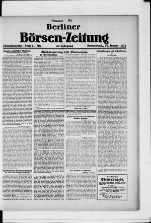 Berliner Börsen-Zeitung vom 14.01.1922