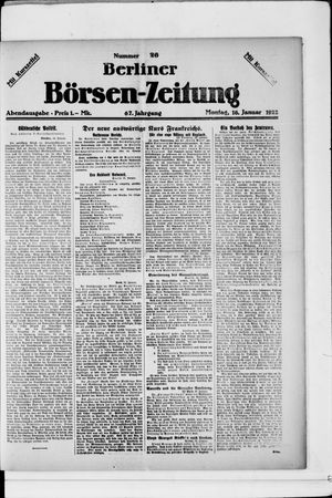 Berliner Börsen-Zeitung vom 16.01.1922