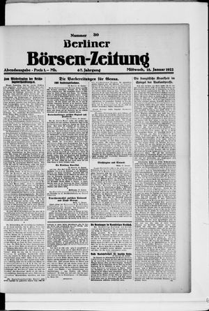 Berliner Börsen-Zeitung vom 18.01.1922