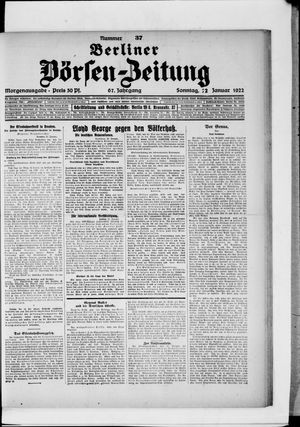 Berliner Börsen-Zeitung vom 22.01.1922