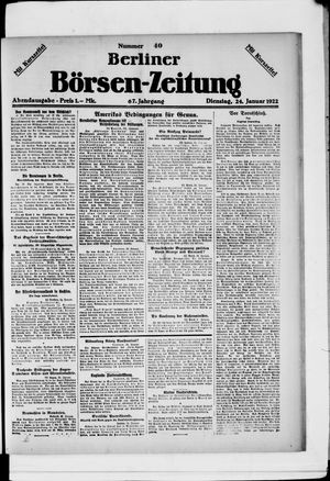Berliner Börsen-Zeitung vom 24.01.1922