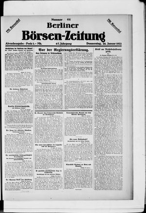 Berliner Börsen-Zeitung on Jan 26, 1922
