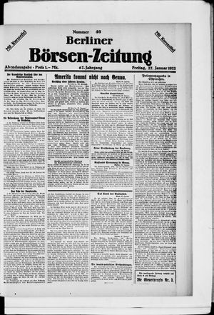 Berliner Börsen-Zeitung on Jan 27, 1922
