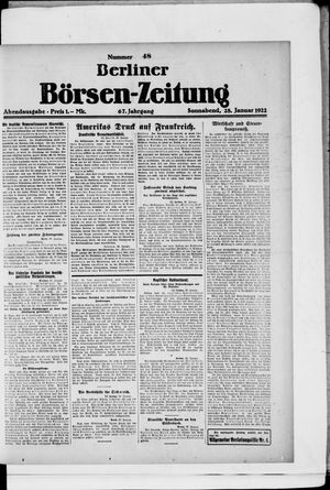 Berliner Börsen-Zeitung vom 28.01.1922