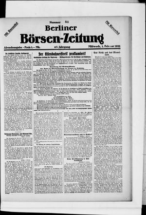Berliner Börsen-Zeitung vom 01.02.1922