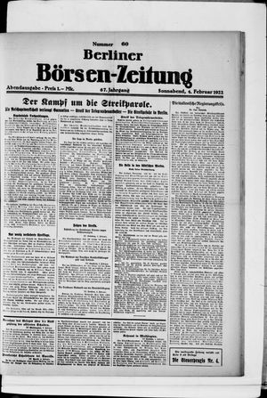 Berliner Börsen-Zeitung vom 04.02.1922