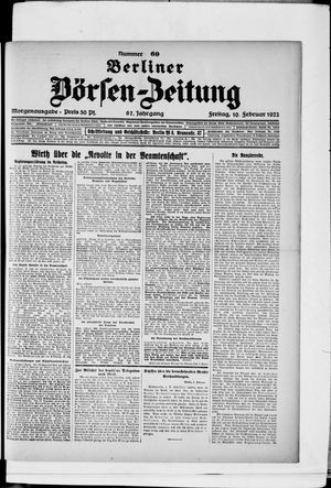 Berliner Börsen-Zeitung vom 10.02.1922